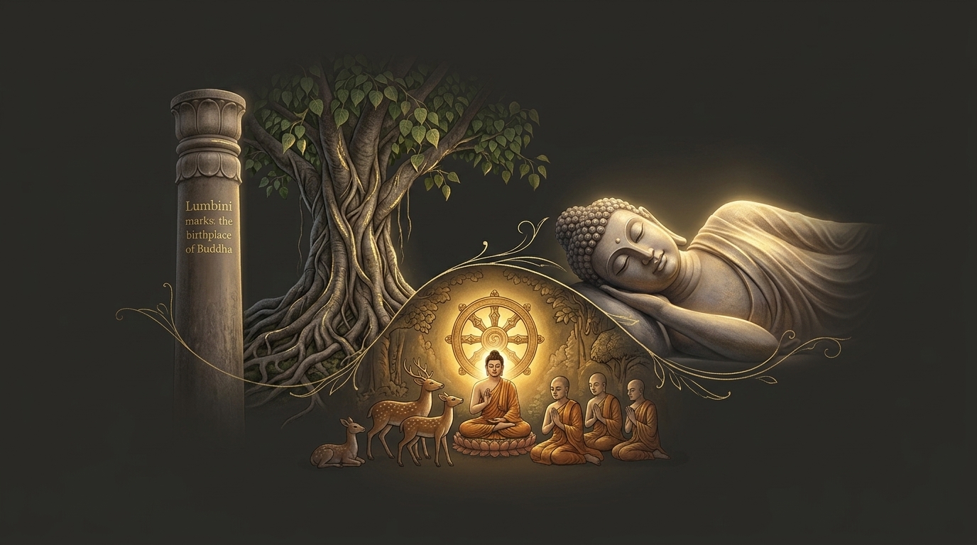Section illustration: Tứ Động Tâm Ấn Độ - Hành Trình Về Đất Phật Thiêng Liêng — tứ động tâm ấn độ